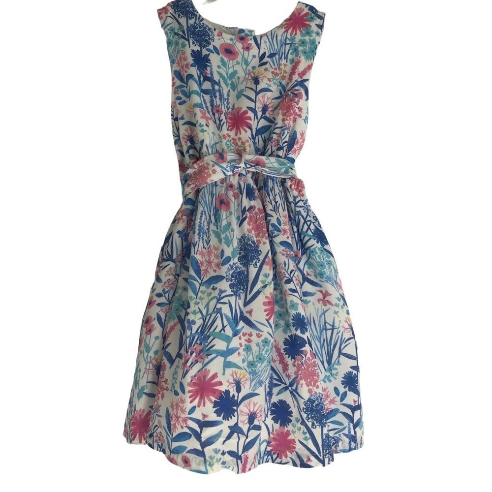 Hatley Dress Girls‎ Size 5 Floral Lined With Tule Blue Pink White